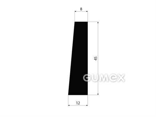 Pryžový profil tvaru "lichoběžník", 45x12/8mm, 70°ShA, EPDM, -40°C/+100°C, černý